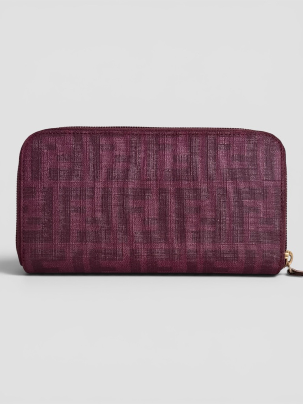 Fendi Purple Zucca Coated Canvas Zip Wallet